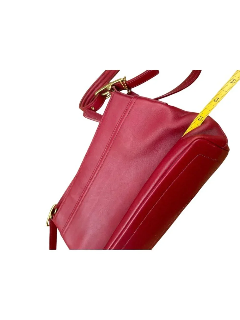 Vintage Coach Red Leather Legacy Shoulder Bag - Style #9861 * Flaw*  90's mini - Picture 14 of 16